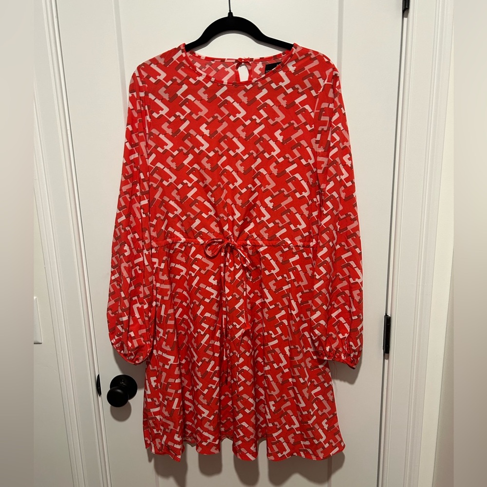 Pomander Place Red Chain Colette tie front dress